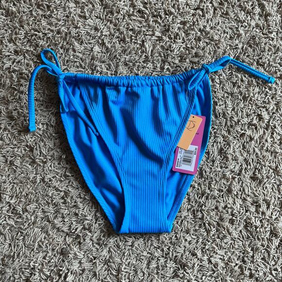 NWT! Juniors' Ninety-Nine° Tunnel Side-Tie Blue Bikini Bottoms Size Medium - Picture 6 of 6
